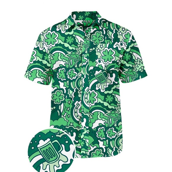 TIPSY ELVES MEN'S RETRO ST. PADDY'S BUTTON DOWN SHIRT - Picture 3 of 11